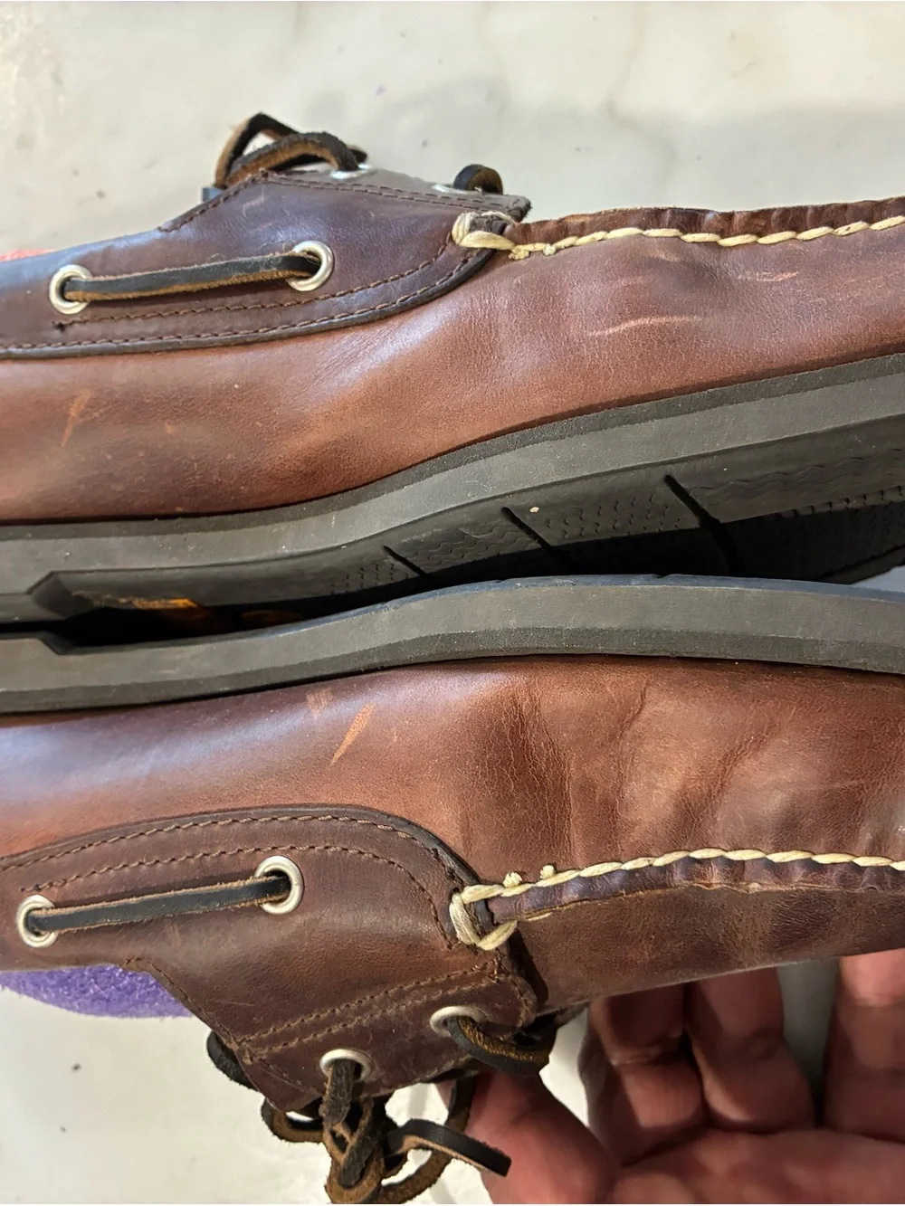 Timberland Men's Handsewn Brown Leather Classic 2 Eye Boat Shoes Sz 12 M